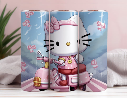 Hello Kitty Coffee Tumbler Bundle, Spring Flower Pink Cat PNG, 20oz Straight Skinny Wrap, Cartoon Tumbler, Tumbler Wrap, Full Tumbler Wrap 16 - VartDigitals