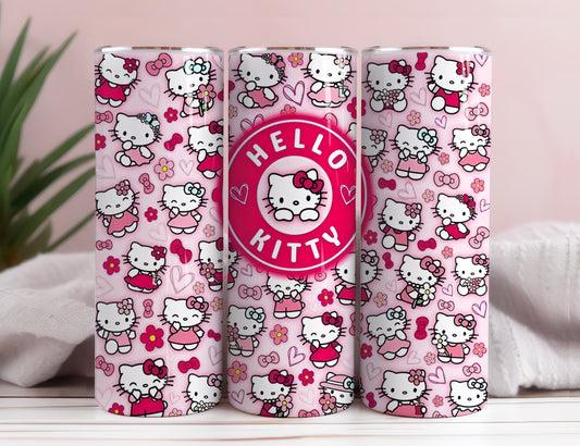 Hello Kitty Coffee Tumbler Bundle, Spring Flower Pink Cat PNG, 20oz Straight Skinny Wrap, Cartoon Tumbler, Tumbler Wrap, Full Tumbler Wrap 36 - VartDigitals