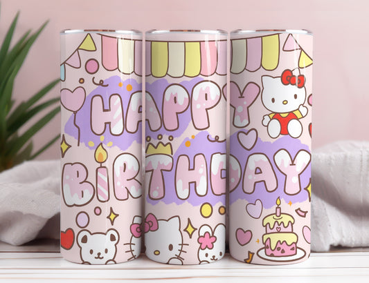 Hello Kitty Coffee Tumbler Bundle, Spring Flower Pink Cat PNG, 20oz Straight Skinny Wrap, Cartoon Tumbler, Tumbler Wrap, Full Tumbler Wrap 28 - VartDigitals