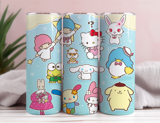 Hello Kitty Coffee Tumbler Bundle, Spring Flower Pink Cat PNG, 20oz Straight Skinny Wrap, Cartoon Tumbler, Tumbler Wrap, Full Tumbler Wrap 56 - VartDigitals