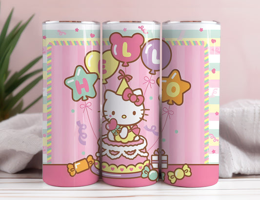 Hello Kitty Coffee Tumbler Bundle, Spring Flower Pink Cat PNG, 20oz Straight Skinny Wrap, Cartoon Tumbler, Tumbler Wrap, Full Tumbler Wrap 19 - VartDigitals