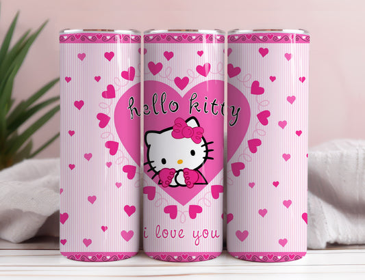 Hello Kitty Coffee Tumbler Bundle, Spring Flower Pink Cat PNG, 20oz Straight Skinny Wrap, Cartoon Tumbler, Tumbler Wrap, Full Tumbler Wrap 31 - VartDigitals