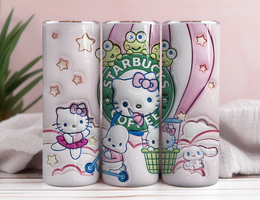 Hello Kitty Coffee Tumbler Bundle, Spring Flower Pink Cat PNG, 20oz Straight Skinny Wrap, Cartoon Tumbler, Tumbler Wrap, Full Tumbler Wrap 24 - VartDigitals