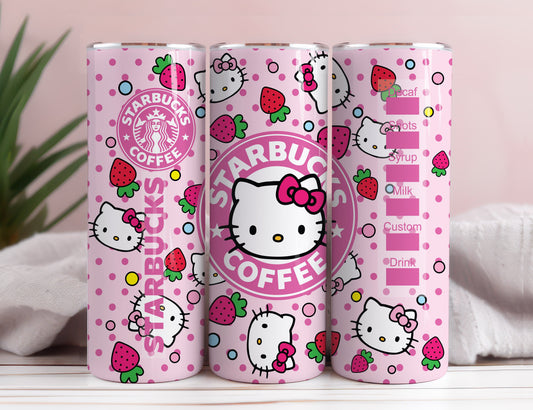 Hello Kitty Coffee Tumbler Bundle, Spring Flower Pink Cat PNG, 20oz Straight Skinny Wrap, Cartoon Tumbler, Tumbler Wrap, Full Tumbler Wrap 51 - VartDigitals