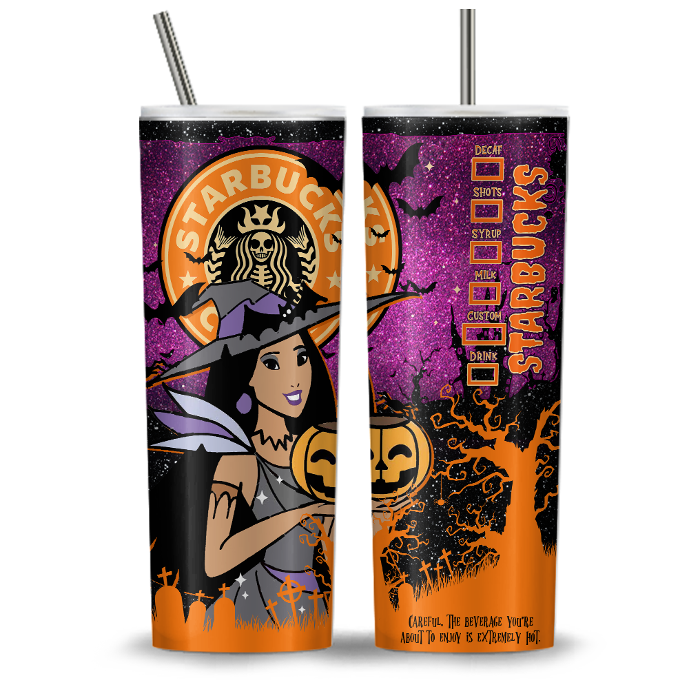 Princess Halloween Starbucks 20oz Tumbler Wrap, Princess Tumbler Png, Ariel Png, Beauty And The Beast, Trick Or Treat, Spooky Vibes (11 PNG Files)