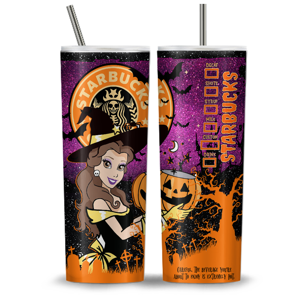 Princess Halloween Starbucks 20oz Tumbler Wrap, Princess Tumbler Png, Ariel Png, Beauty And The Beast, Trick Or Treat, Spooky Vibes (11 PNG Files)