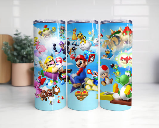 Super Mario Tumbler Design, 20oz Skinny Tumbler Design, Super Mario Cup, Super Mario Sublimation - VartDigitals