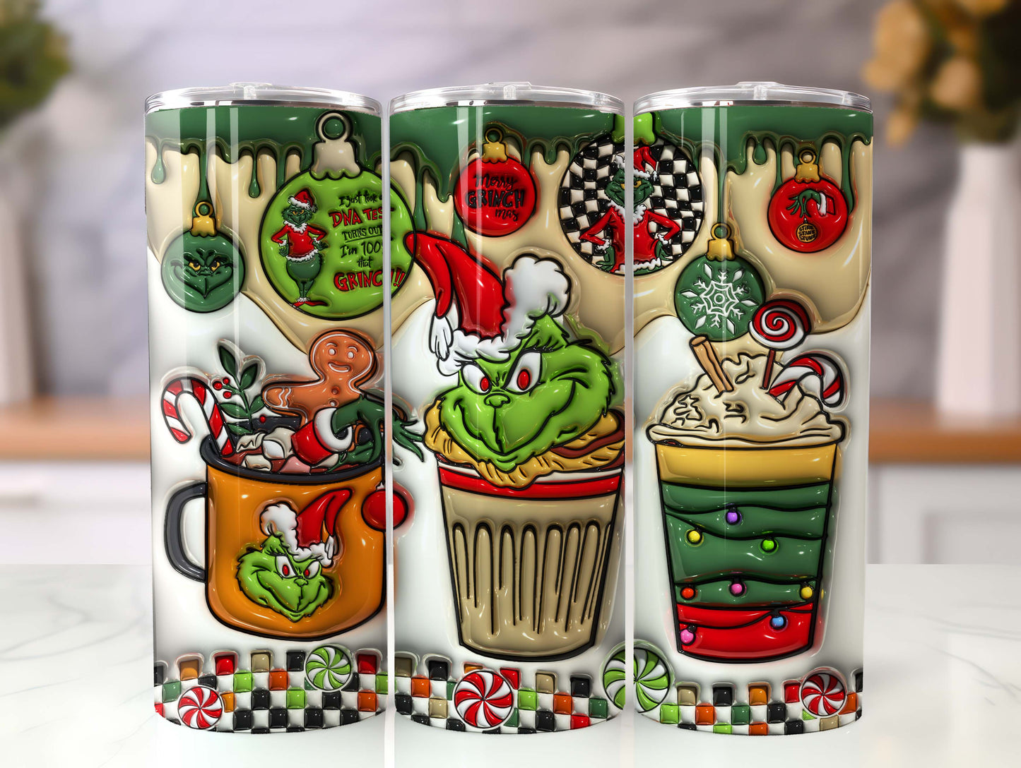 Inflated Christmas Tumbler, Merry Christmas, 3D Coffee Christmas Tumbler, Tumbler Wrap, Inflated Tumbler, 20oz Skinny Sublimation,3D Puffy - VartDigitals