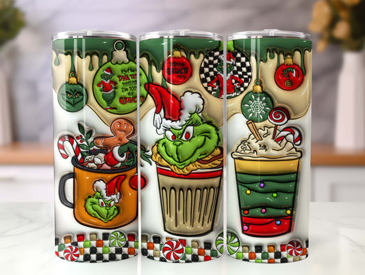 Inflated Christmas Tumbler, Merry Christmas,  3D Coffee Christmas Tumbler, Tumbler Wrap, Inflated Tumbler, 20oz Skinny Sublimation,3D Puffy - VartDigitals