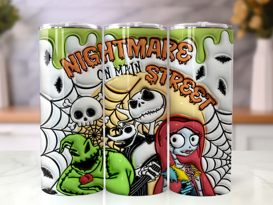 3D Inflated Funny Christmas Tumbler Wrap, Cartoon Tumbler, 3D Christmas Inflated Tumbler Wrap, The Nightmare Before Christmas, Png Download - VartDigitals