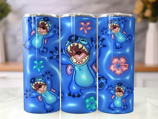 Stitch 3D Inflated Tumbler, Inflated 3D Stitch Tumbler Wrap,Tumbler Wrap, Full Tumbler Wrap, 20oz Skinny Tumbler, 3D Tumbler, Png Download 11 - VartDigitals