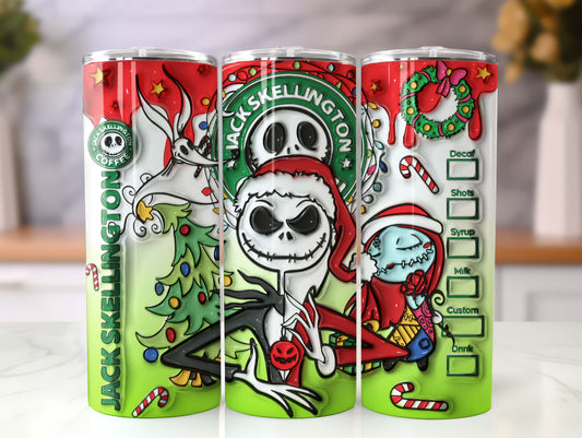 3D Inflated Cartoon Christmas Tumbler Design Png, 3D Christmas Vibes Tumbler Wrap, 20oz Sublimation, The Nightmare Before Christmas Wrap - VartDigitals