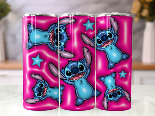 Stitch 3D Inflated Tumbler, Inflated 3D Stitch Tumbler Wrap,Tumbler Wrap, Full Tumbler Wrap, 20oz Skinny Tumbler, 3D Tumbler, Png Download 6 - VartDigitals