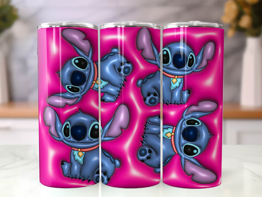 Stitch 3D Inflated Tumbler, Inflated 3D Stitch Tumbler Wrap,Tumbler Wrap, Full Tumbler Wrap, 20oz Skinny Tumbler, 3D Tumbler, Png Download 7 - VartDigitals
