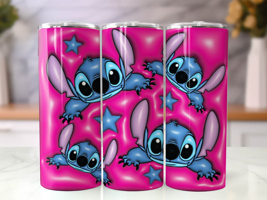 Stitch 3D Inflated Tumbler, Inflated 3D Stitch Tumbler Wrap,Tumbler Wrap, Full Tumbler Wrap, 20oz Skinny Tumbler, 3D Tumbler, Png Download 3 - VartDigitals