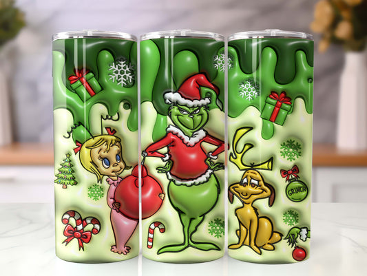 Inflated Christmas Tumbler, Retro Merry Christmas, 3D Inflated Tumbler, Funny Christmas, 3D Tumbler Wrap, 20oz Skinny Tumbler, Christmas Png - VartDigitals
