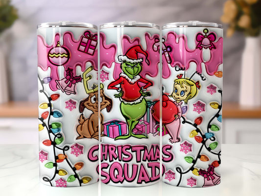 3D Inflated Pink Christmas Tumbler Wrap, 3D Christmas Inflated Tumbler Wrap, Christmas Vibes, Christmas Tumbler, Merry Grinchmas Png - VartDigitals