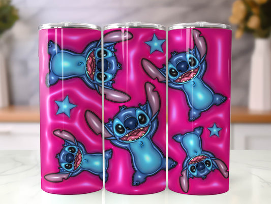 Stitch 3D Inflated Tumbler, Inflated 3D Stitch Tumbler Wrap,Tumbler Wrap, Full Tumbler Wrap, 20oz Skinny Tumbler, 3D Tumbler, Png Download 5 - VartDigitals
