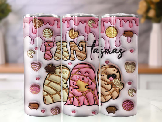3D Pantasmas Ghost Inflated Tumbler Wrap, Cafecito y Chisme Puff Wrap, 3D Pan Dulce, Mexican Gifts,Spooky Conchas Puff, Conchas Mexicanas - VartDigitals