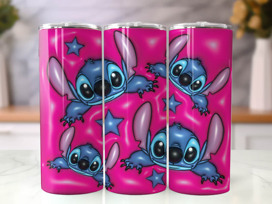 Stitch 3D Inflated Tumbler, Inflated 3D Stitch Tumbler Wrap,Tumbler Wrap, Full Tumbler Wrap, 20oz Skinny Tumbler, 3D Tumbler, Png Download 2 - VartDigitals