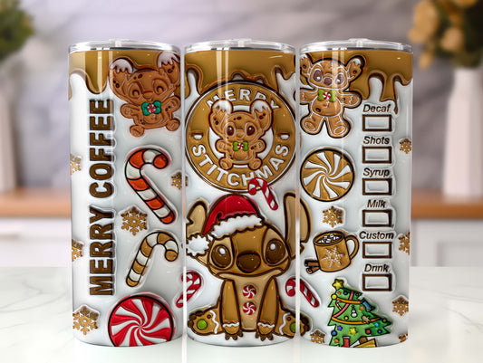 3D Inflated Christmas Tumbler Wrap, Cartoon Gingerbread Tumbler, 20 Oz Tumbler Wrap, Merry Christmas, Christmas Coffee, Merry Christmas, Png - VartDigitals