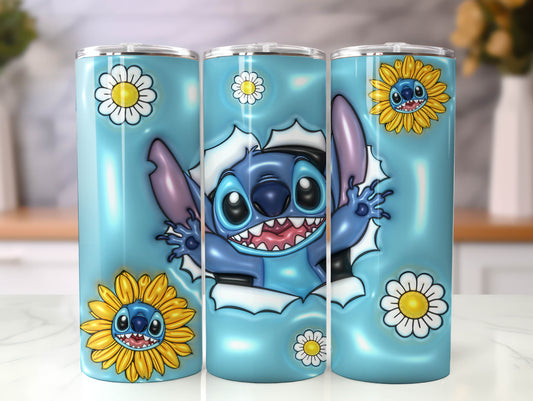 Stitch 3D Inflated Tumbler, Inflated 3D Stitch Tumbler Wrap,Tumbler Wrap, Full Tumbler Wrap, 20oz Skinny Tumbler, 3D Tumbler, Png Download 41 - VartDigitals