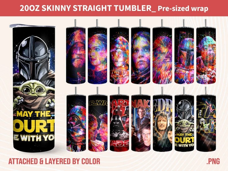 Big Bundle Star Wars Tumbler, Star Wars Tumbler Wrap, 20oz Skinny Straight Tumbler, Full Tumbler Wrap, Father Day Tumbler, Gift For Dad - VartDigitals