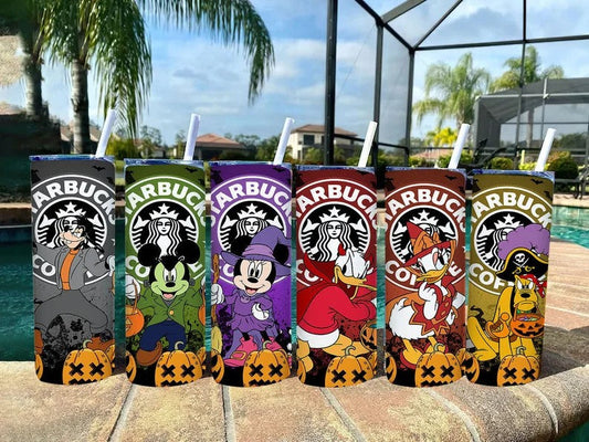 Bundle 20 oz Mickey And Friends Halloween Starbucks Tumbler Wrap, Mickey Tumbler Png, Trick Or Treat, Mickey Horror, Spooky Vibes Png