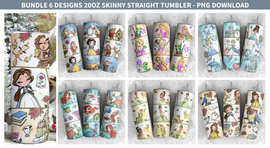 Bundle Princess Tumbler, Cartoon Tumbler Wrap, 20oz Tumbler Wrap, Princess Tumbler Wrap, Full Tumbler Wrap,Png Instant Download, Png file