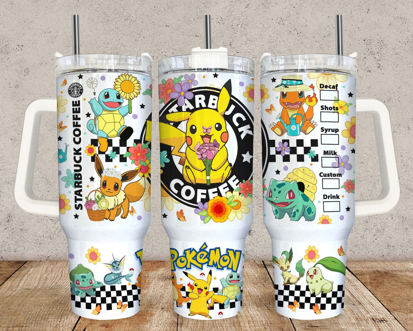 Cartoon 40oz Tumbler PNG, Sublimation Designs, Cartoon Quencher Tumbler Wrap, Cartoon Floral Party Png, Instant Download