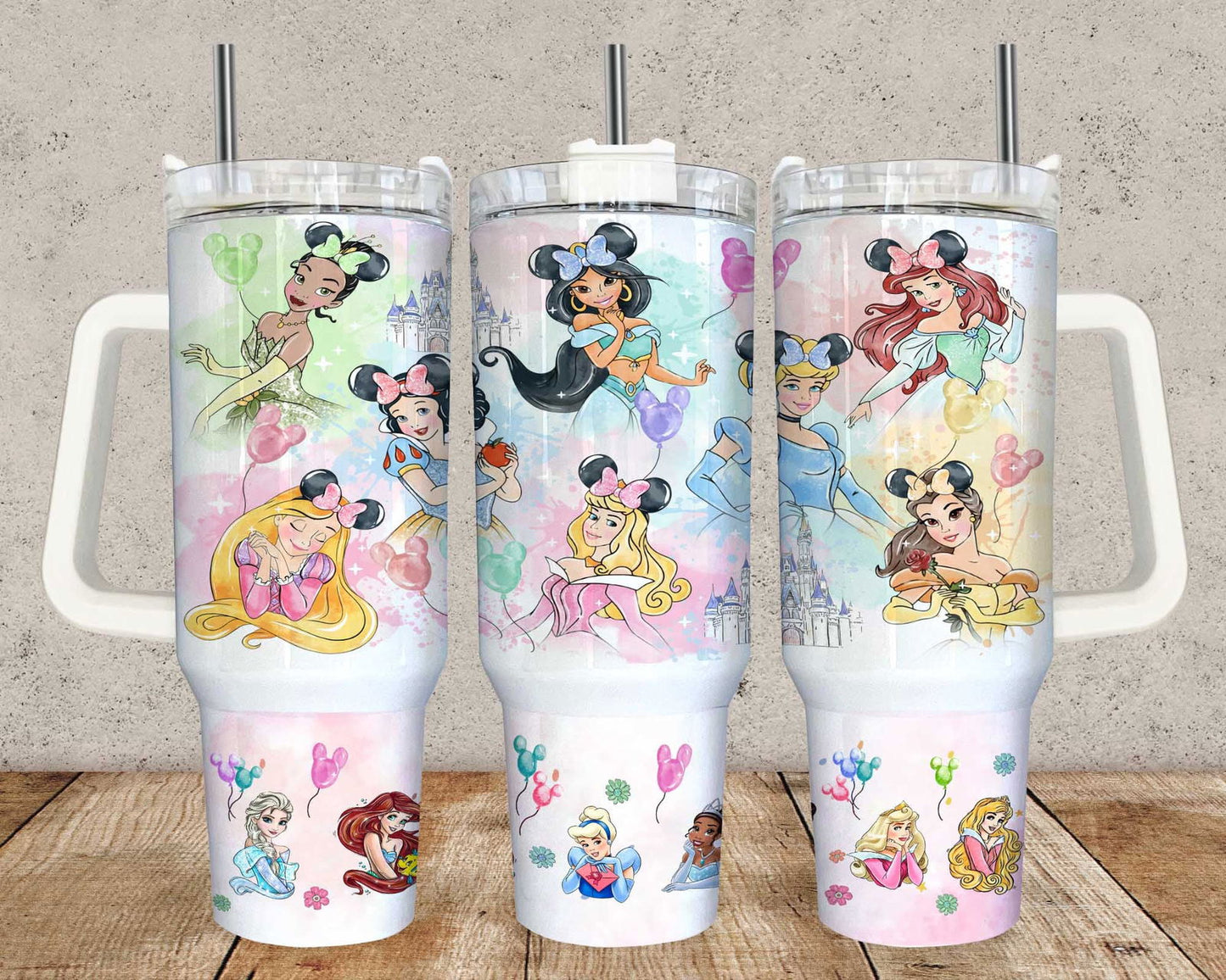 Cartoon 40oz Quencher Tumbler Wrap, Cartoon Tumbler Wrap, Princess Tumbler, Princess 40z Tumbler Wrap PNG, Png Download 1