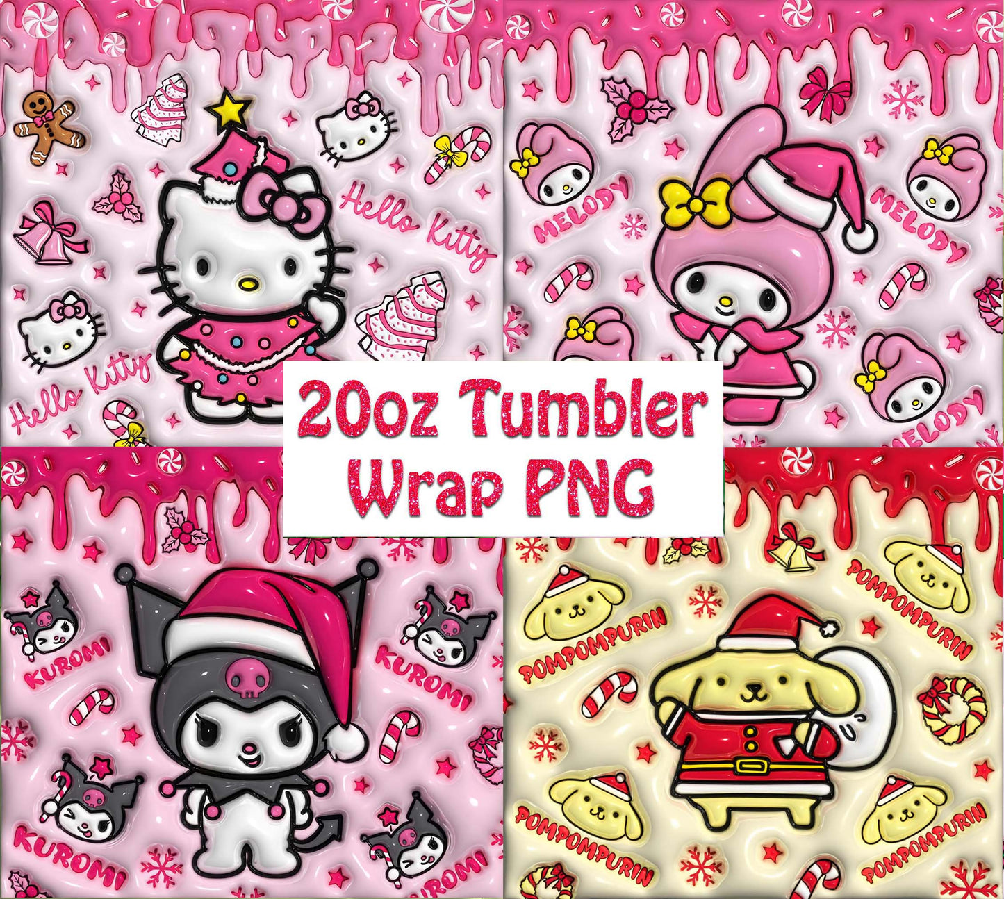 Bundle 5+ 3D Cat Coffee Tumbler, 20oz Straight Skinny Wrap, Spring Flower Pink Cat PNG, Tumbler Wrap, Full Tumbler Wrap, Cartoon Tumbler