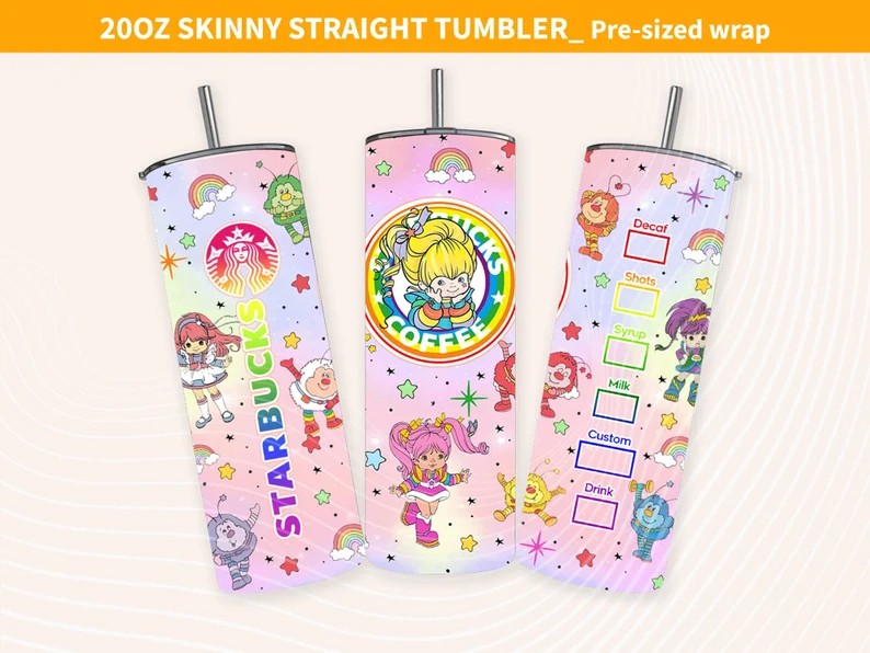 Cartoon 80s Tumbler, 80s cartoons png, rainbow girl 20oz Skinny Tumbler, Rainbow Brite Glass Can Png, Retro 80s cartoons Tumbler Wrap - VartDigitals