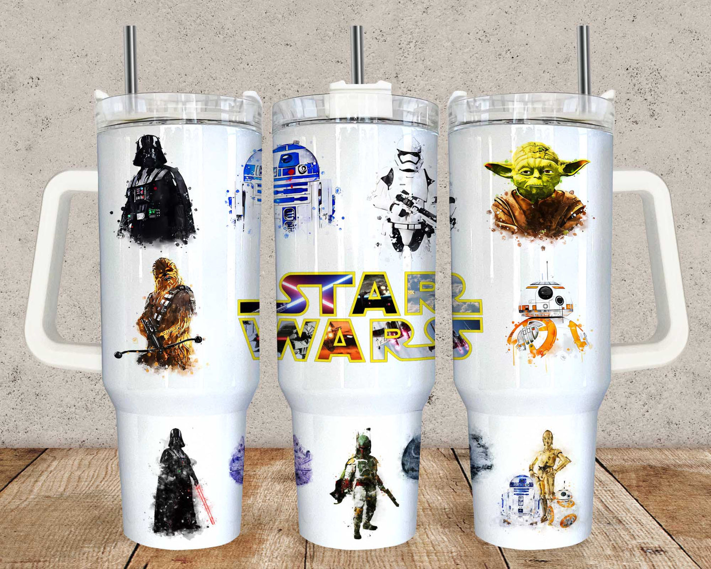 Star Wars 40oz Tumbler PNG, 40oz Quencher Tumbler, Cartoon Tumbler Wrap, Handle Cup Wrap, Retro Cartoon Tumbler, Png Instant Download