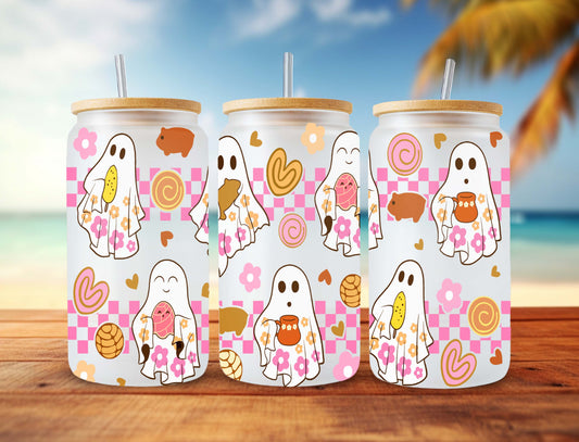 Conchita Ghost Png, Spooky Conchas 16oz Libbey Glass Can Wrap, Mexican Pan Dulce Ghost PNG, Halloween Pan Dulce Glass Can Conchas Mexicanas - VartDigitals