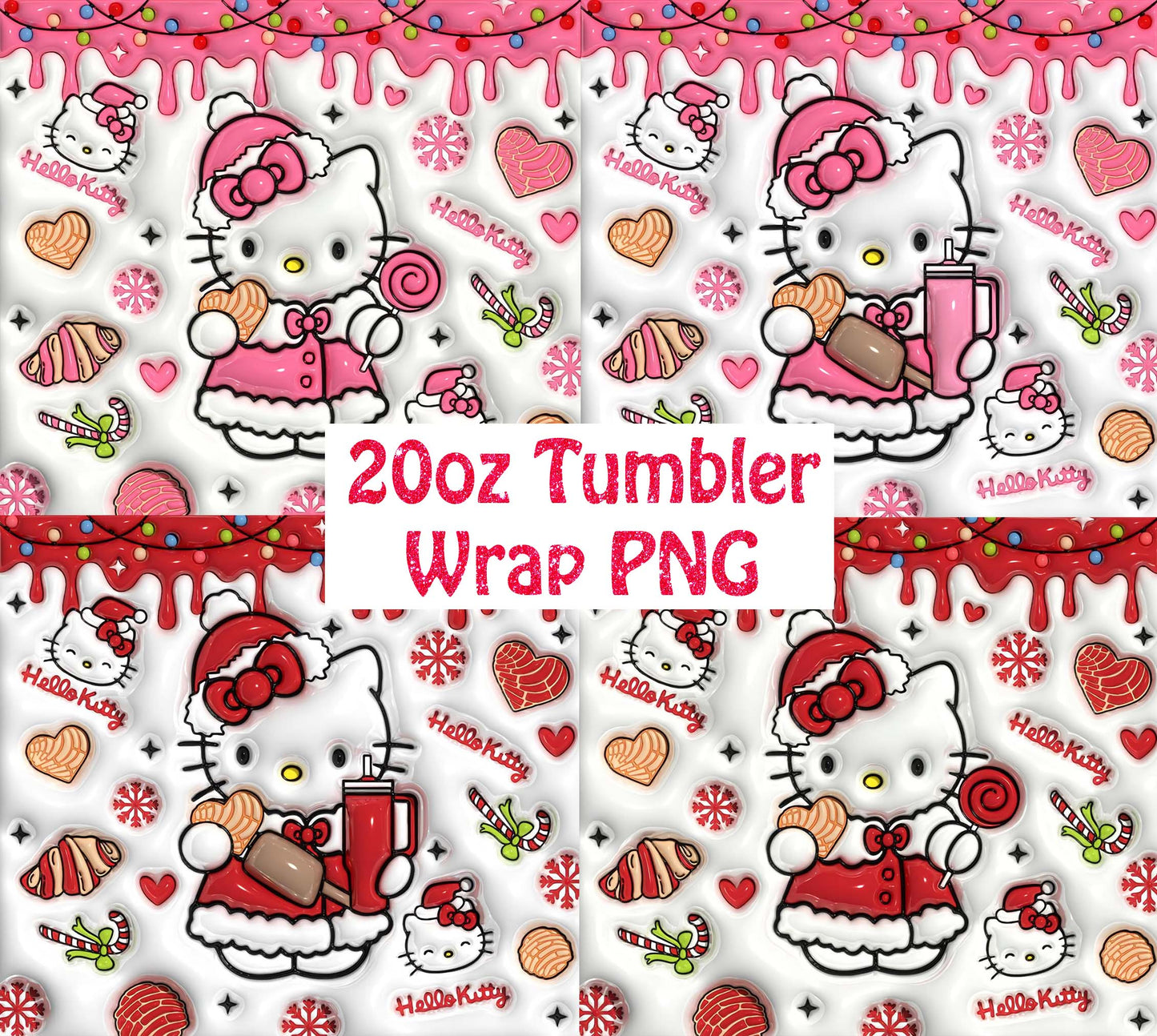 Bundle 4+ 3D Cat Coffee Tumbler, 20oz Straight Skinny Wrap, Spring Flower Pink Cat PNG, Tumbler Wrap, Full Tumbler Wrap, Cartoon Tumbler