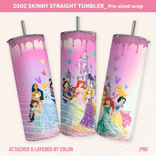 Princess Tumbler Wrap Png , 20oz Princesss Sublimation, Magical Kingdom Png, Vacay Mode, Girl Trip Png, Birthday Tumbler, Skinny Tumbler - VartDigitals