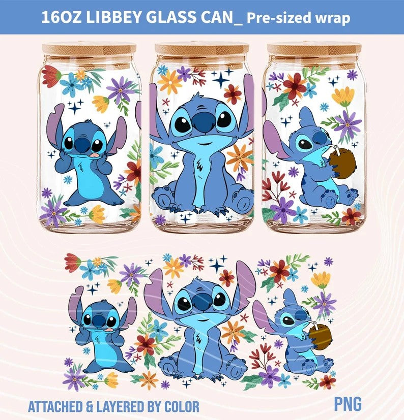 Spring 16 oz Libbey Glass Can Tumbler Sublimation Design - Spring Stitch - Design Digital Download PNG - VartDigitals