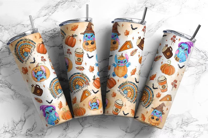 Stitch Halloween, Stitch 20oz _ 16oz, Full Tumbler Wrap, Stitch Tumbler Wrap, Cartoon Tumbler Wrap, Skinny Tumbler Wrap, Can Glass Wrap - VartDigitals