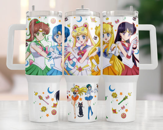Anime Sailor Girls Tumbler Wrap, Libbey 40oz Tumbler Design, Anime Tumbler - Sublimation Design Digital Download - PNG Active