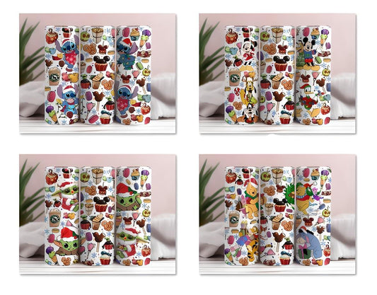 Cartoon Characters Christmas Tumbler Wrap, 20oz Skinny Straight, Cartoon Tumbler Wrap, Christmas Tumbler Wrap,Mickey, Pooh, Instant Download