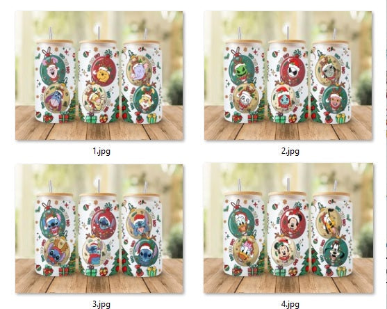Christmas 16oz libbey can Cartoon PNG, 16oz Glass Can Wrap, 16oz Libbey Can Glass, Christmas Tumbler Wrap, Full Glass Can Wrap
