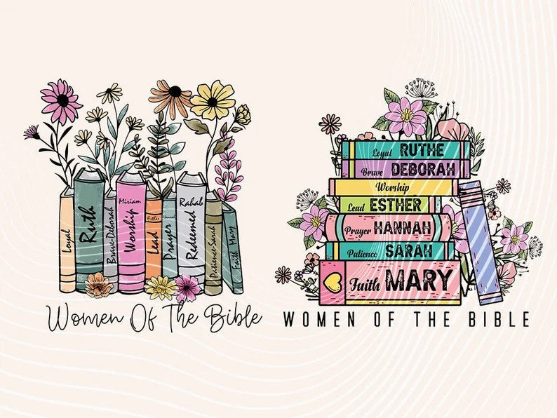 Women of the Bible PNG, Floral hand drawn books Png, Christian artwork design, Retro Christian Png, Faith Based, Christian women Png - VartDigitals