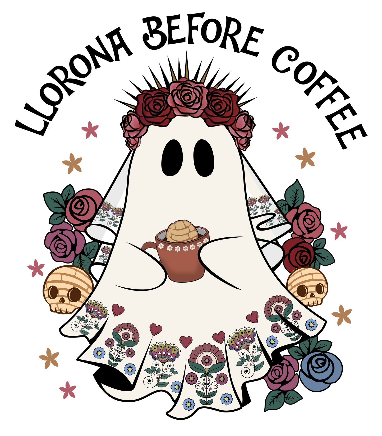 Llorona Before Coffee, Ghost Llorrona PNG, Spooky Conchas PNG, Cafecito Halloween, Mexican Halloween - VartDigitals