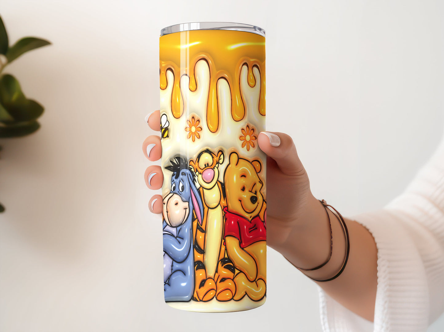 20 oz Cartoon 3D Bear Inflated Tumbler Png Tumbler Wraps, Inflated 20oz Floral Skinny Sublimation Digital Downloads 3D Puffy Bear Design - VartDigitals