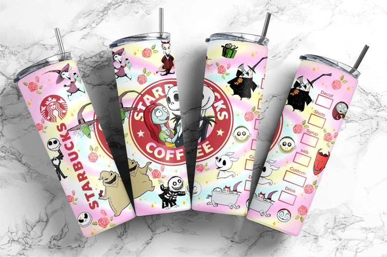 Scary Movie Nightmare Tumbler Wrap, 20 oz Nightmare Before Christmas Tumbler, Sublimation Design Digital Download Nightmare Starbucks Wrap (5PNG) - VartDigitals