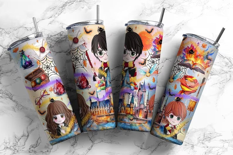 Magic 20oz Tumbler Wrap PNG, HP Skinny Tumbler Sublimation, Wizard Tumbler Png, Potterhead Tumbler Png, Hogwarts Wrap, Harry Magic Png - VartDigitals