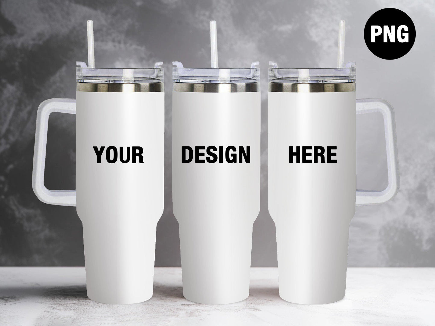 40z Tumbler Mock Up PNG Transparent File - Edit in CANVA, Photoshop, and More 40oz Tumbler with Handle Mock Up - VartDigitals