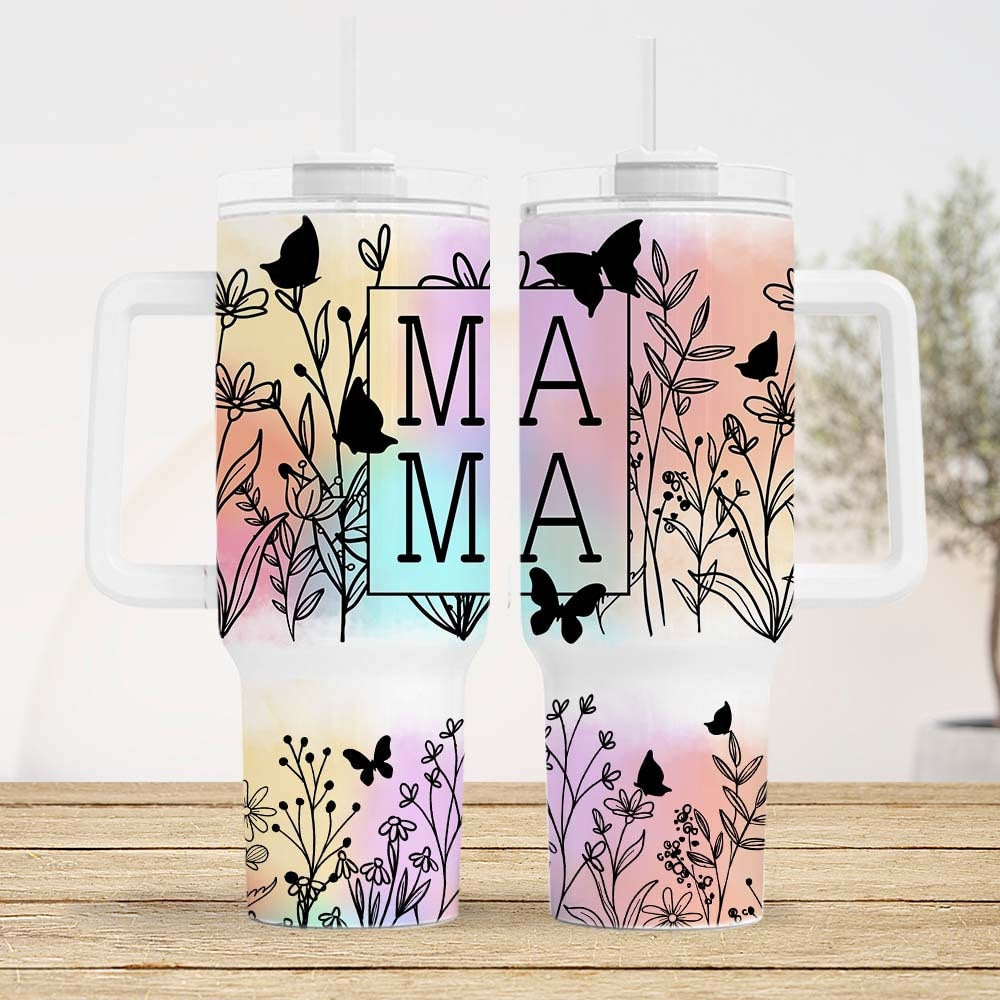 MAMA Wildflowers 40oz Quencher Tumbler Wrap, Wildflower Tumbler Wrap Sublimation, Mom Seamless Sublimation Tumbler, Mothers Day Gift - VartDigitals