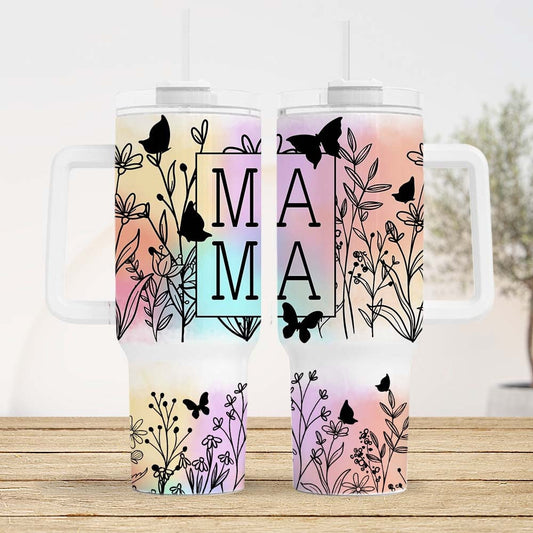 MAMA Wildflowers 40oz Quencher Tumbler Wrap, Wildflower Tumbler Wrap Sublimation, Mom Seamless Sublimation Tumbler, Mothers Day Gift - VartDigitals